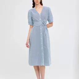 Cover Story White & Black Striped Shirt Dress image 4