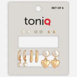 ToniQ Set Of 6 Studs Hoops Earrings image 4