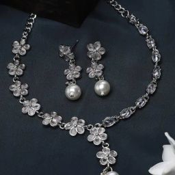 Zeneme Rhodium Plated AD Jewellery Set-picture-32