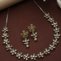Zeneme Rhodium Plated AD Jewellery Set-picture-6