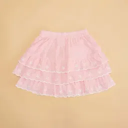 Pantaloons Junior Kids Pink Cotton Embroidered Skirt image 4