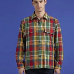 Pepe Jeans Red Cotton Loose Fit Checks Shirt-image-60