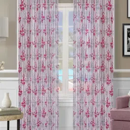 Romee Maroon Polyester Floral Curtains and Sheers-image-29