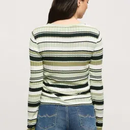 Pepe Jeans Green Striped Sweater image 2