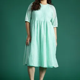 DressBerry Curve Plus Size Lace Fit &Flare Dress-image-7