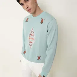 Rare Rabbit Blue Regular Fit Printed Sweatshirt image 3