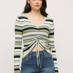 Pepe Jeans Green Striped Sweater-image-67