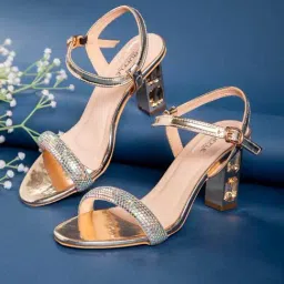Truffle Collection Women's Golden Ankle Strap Sandals-picture-41