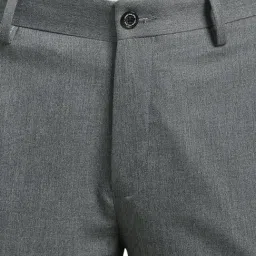 Louis Philippe Grey Slim fit Solid Trousers image 4