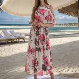 Rare Women Grey Colour Maxi Floral Dress-picture-14