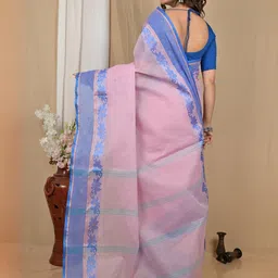 PuJoy Woven Design Zari Pure Cotton Designer Taant Saree image 3