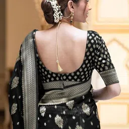 CaniBani Ethnic Motifs Zari Silk Blend Handloom Banarasi Saree image 5