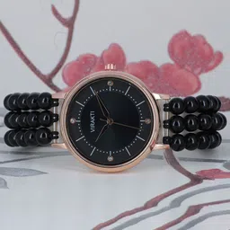 VIRAKTI Women Brass Dial & Wrap Around Straps Analogue Watch M-01-BLACK image 2