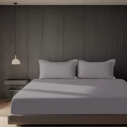 SANSAAR A D'DECOR BRAND LIVE CONSCIOUSLY Elderberry 1 Bedsheet with 2 Pillow Covers (King)-picture-38