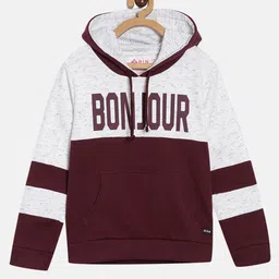 3PIN Full Sleeves Bonjour Colorblocked Hooded Sweatshirt - Mar-picture-17