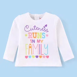 Babyhug Cotton Knit Full Sleeves Text Printed T-Shirt - White-picture-11