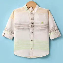 Dapper Dudes Full Sleeves Striped Shirt - Pastel Green image 1