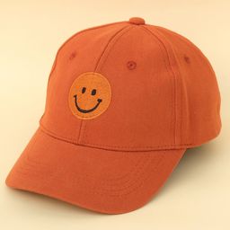DukieKooky Cotton Smiley Face Embroidered Adjustable Baseball Cap - Rust Orange - Circumference 53 Cm-picture-15