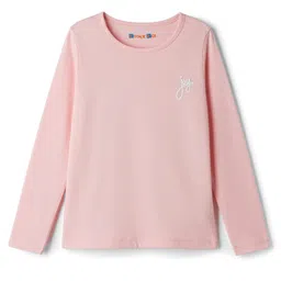 kookie kids india Kookie Kids Single Jersey Knit Full Sleeves Round Neck T-Shirt with Joy Text Print - Light Pink-picture-22