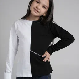 Under Fourteen Only Full Sleeves Colour Blocked Top - White & Black-picture-22