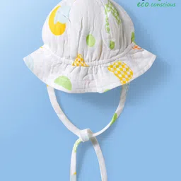 babyoye Babyhug 100% Cotton Woven Bucket Hat With Animal Print White - Diameter 8.5 cm-picture-31