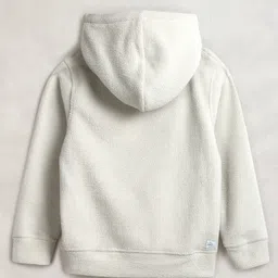 Cherry Crumble By Nitt Hyman Knit Christmas Theme Full Sleeves Tree & Santa Claus Patch Detailed Light Winter Unisex Hooded Sweatshirt -White image 3