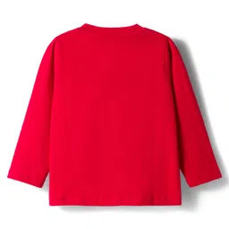 Doodle Poodle Single Jersey Knit Full Sleeves Night Suit With Unicorn Print - Red image 3