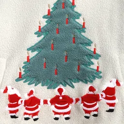 Cherry Crumble By Nitt Hyman Knit Christmas Theme Full Sleeves Tree & Santa Claus Patch Detailed Light Winter Unisex Hooded Sweatshirt -White image 4