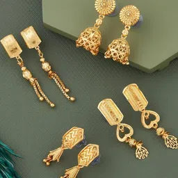 DIVASTRI Set Of 4 Gold-Plated Brass Earrings-image-67