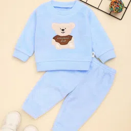 thelittlebunny Unisex Kids Blue Wool Blend Full Sleeves Casual Hoodie & Pant Co-Ords Set-picture-38