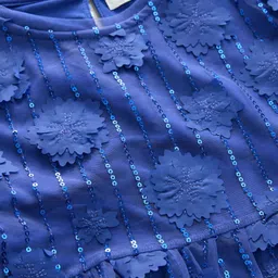 NEXT Girls Floral Puff Sleeve Applique Net Fit & Flare Dress image 2