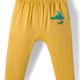 Babyhug Cotton Knit Full Length Diaper Pant With Stipes & Vehicle Print Pack Of 3 - Light Blue Yellow & Aqua image 5