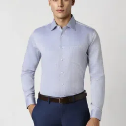 Van Heusen Blue Cotton Slim Fit Texture Shirt-picture-21