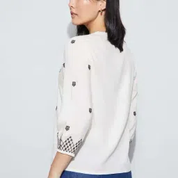 Fame Forever By Lifestyle Beige Regular Fit Embroidered Top image 2