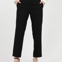 TOMMY HILFIGER Black Straight Fit Mid Rise Trousers-picture-1
