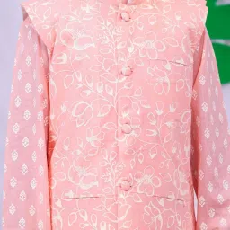 VASTRAMAY Boys Peach Cotton Printed Indowestern image 4