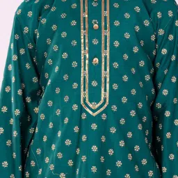 VASTRAMAY Boys Green & Cream Printed Full Sleeves Kurta Sets image 4