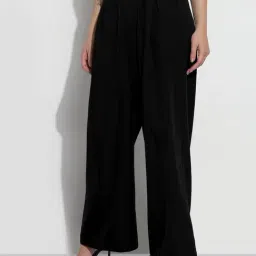 SHOWOFFFF Black Solid Trousers with Belt image 4