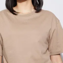 Fame Forever By Lifestyle Beige Cotton Regular Fit T-Shirt image 4