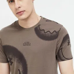 Smileyworld Brown Cotton Regular Fit Printed T-Shirt image 4