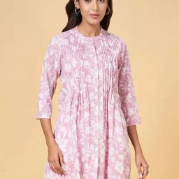 Rangmanch by Pantaloons Dawn Pink Cotton Floral Print A Line Kurti-picture-7