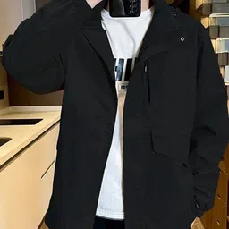 HERE&NOW Men Spread Collar Solid Casual Bomber Jacket-picture-24