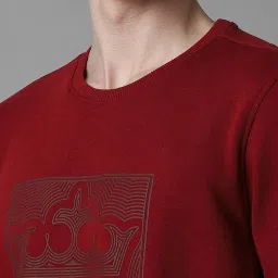 Louis Philippe Red Cotton Regular Fit Printed Sweatshirt image 4