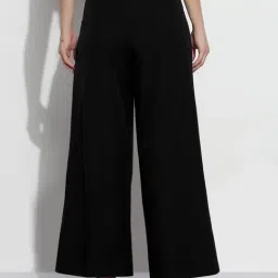 SHOWOFFFF Black Solid Trousers with Belt image 2