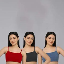AROUSY Black & Maroon Cotton Beginner's Bra - Pack Of 3-picture-43