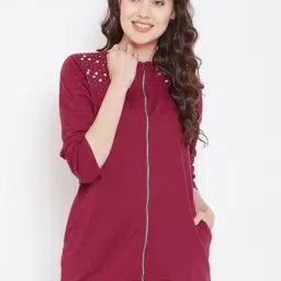 Belle Fille Maroon Embellished Jacket-image-65