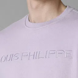 Louis Philippe Purple Cotton Regular Fit Logo Printed Sweatshirt image 4