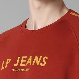 Louis Philippe Red Cotton Regular Fit Printed Sweatshirt image 4