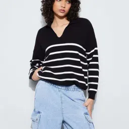 Ginger By Lifestyle Black Regular Fit Striped Top-picture-13
