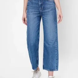 Pepe Jeans Blue Cotton Regular Fit High Rise Jeans-image-97